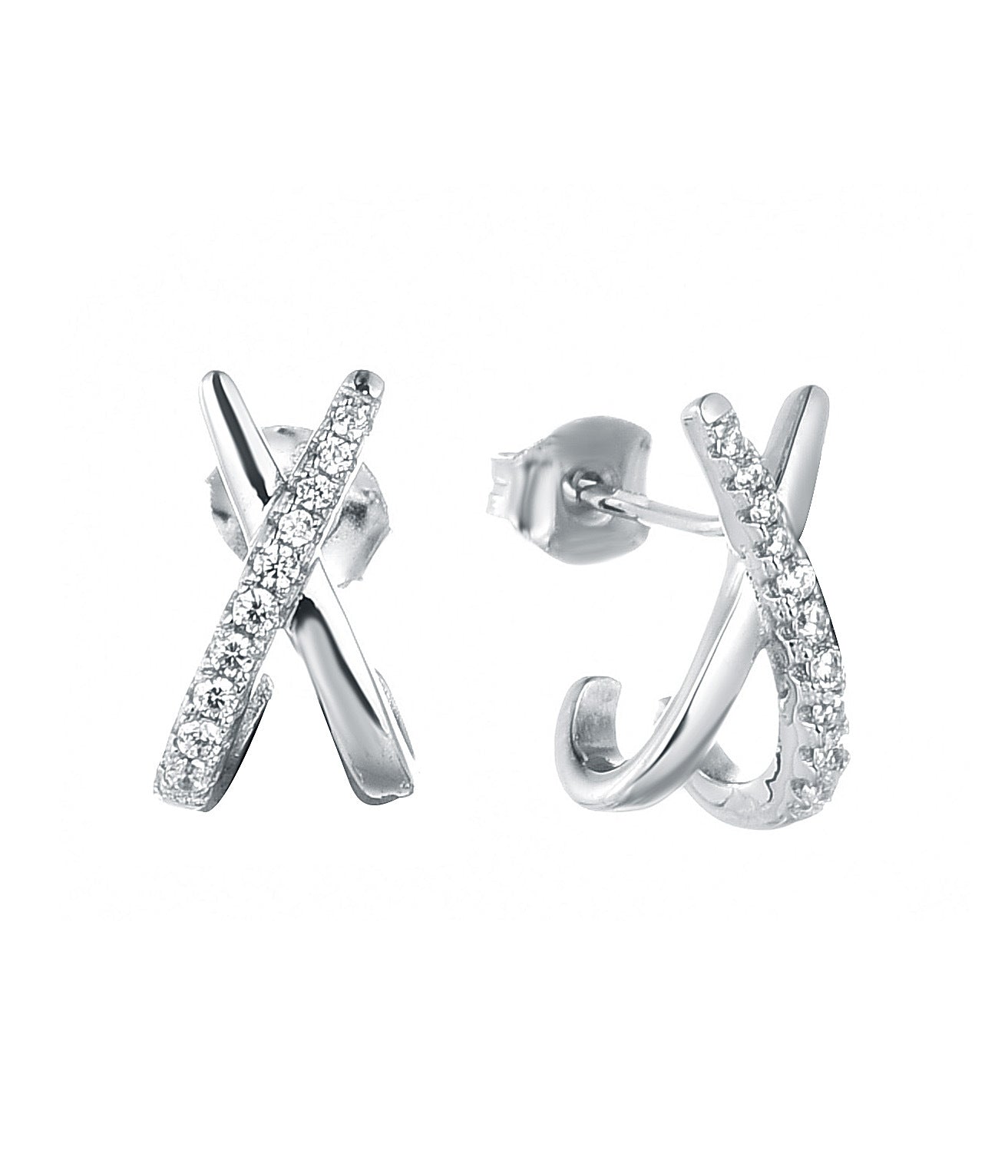 Geometric cross X Zircon stud earrings s925 silver plating rose gold earrings earrings women's foreign trade cross-border jewelry silver accessories