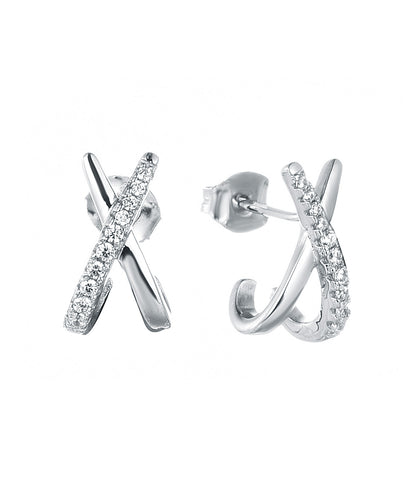 Geometric cross X Zircon stud earrings s925 silver plating rose gold earrings earrings women's foreign trade cross-border jewelry silver accessories