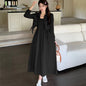 Black camisole dress outer wear cardigan autumn wear temperament dress plump girls covering belly thin long dress